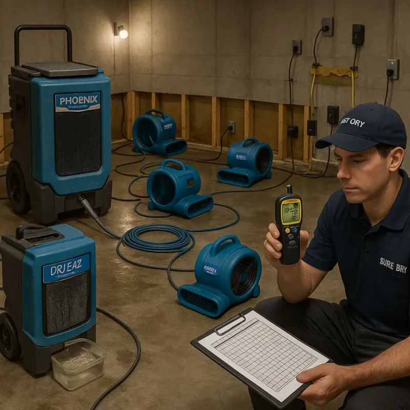 Structural Drying and Dehumidification process in Stonewall, LA
